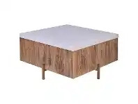 LivingStyles Formia Marble Top Square Coffee Table, 80cm, White / Natural offer