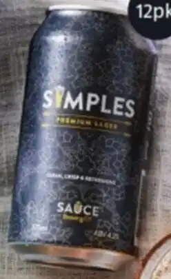 ALDI Sauce Simples Premium Lager 12 x 375ml offer