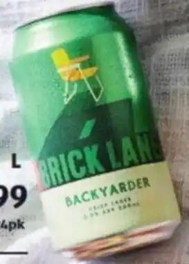 Brick Lane Backyarder Crisp Lager 24 x 355ml or 6 x 355ml