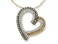 Bevilles Jewellery 9ct Yellow Gold Cognac Diamond Heart Necklace offer