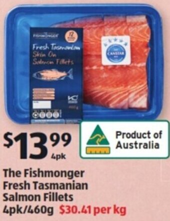 The Fishmonger Fresh Tasmanian Salmon Fillets 4pk/460g