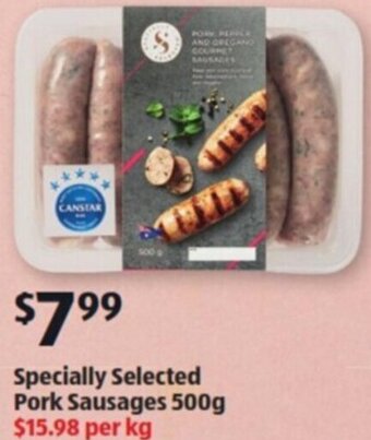 ALDI Specially Selected Pork Sausages 500g offer