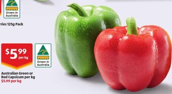 ALDI Australian Green Or Red Capsicum Per Kg offer