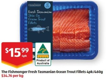 ALDI The Fishmonger Fresh Tasmanian Ocean Trout Fillets 4pk/460g offer