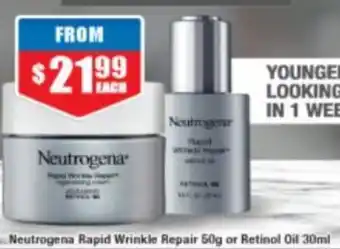 Chemist Warehouse Neutrogena Rapid Wrinkle Repair 50g or Retinol Oil 30ml offer