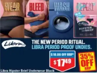 Chemist Warehouse Libra Hipster Brief Underwear Black offer