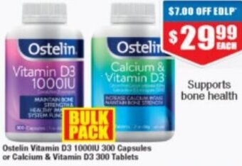 Chemist Warehouse Ostelin Vitamin D3 1000IU 300 Capsules Or Calcium & Vitamin D3 300 Tablets offer
