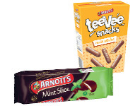Coles Arnott's Chocolate Tee Vee Snacks, Gaiety or Mint Slice Biscuits 160g-200g offer