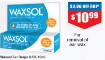 Chemist Warehouse Waxsol Ear Drops 0.5% 10ml offer