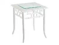 Florence Glass Topped Mahogany Timber Side Table , White