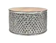 LivingStyles Mellil Moroccan Timber Topped Metal Round Coffee Table, 78cm offer