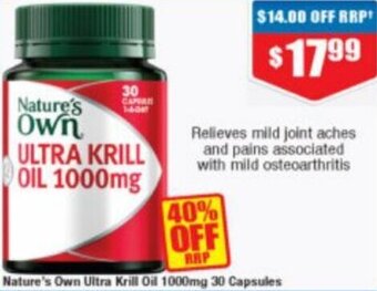 Chemist Warehouse Nature's Own Ultra Krill Oil 1000mg 30 Capsules offer