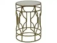 LivingStyles Zara Mirror Topped Iron Round Side Table, Antique Gold offer