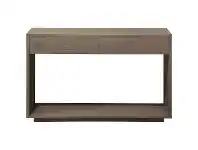LivingStyles Oscar Mindi Wood 2 Drawer Sofa Table, 120cm, Latte offer