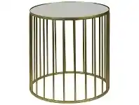 LivingStyles Ella Mirror Topped Iron Round Side Table, Antique Gold offer