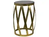 LivingStyles Poppy Stone Topped Iron Round Side Table, Antique Gold offer