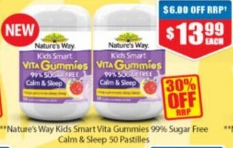 Chemist Warehouse Nature's Way Kids Smart Vita Gummies 99% Sugar Free Calm & Sleep 50 Pastilles offer