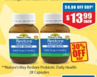 Chemist Warehouse Nature's Way Restore Probiotic Daily Health 28 Capsules offer