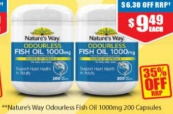 Chemist Warehouse Nature's Way Odourless Fish Oil 1000mg 200 Capsules offer