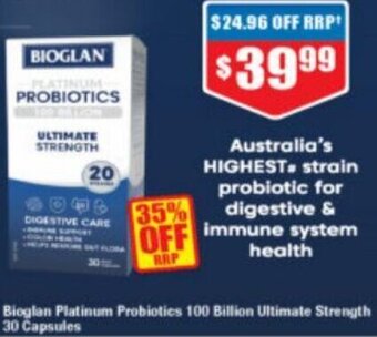 Chemist Warehouse Bioglan Platinum Probiotics 100 Billion Ultimate Strength 30 Capsules offer