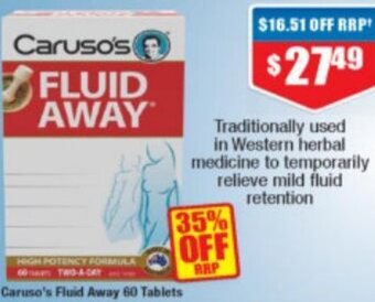 Chemist Warehouse Caruso's Fluid Away 60 Tablets offer