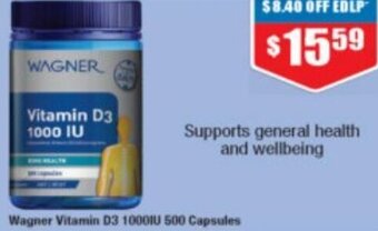Chemist Warehouse Wagner Vitamin D3 1000IU 500 Capsules offer