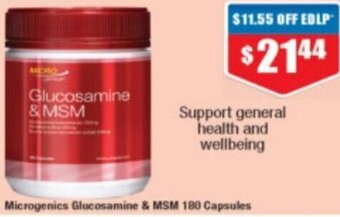 Chemist Warehouse Microgenics Glucosamine & MSM 180 Capsules offer