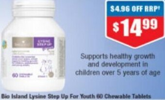 Chemist Warehouse Bio Island Lysine Step Up For Youth 60 Chewable Tablets offer