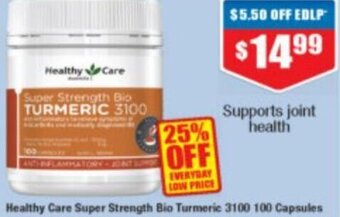 Chemist Warehouse Healthy Care Super Strength Bio Turmeric 3100 100 Capsules offer
