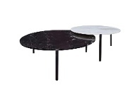 Bali 2 Piece Marble Top Nested Round Coffee Table Set, 100/80cm