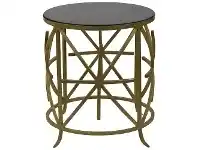 LivingStyles Jane Stone Topped Iron Round Side Table, Antique Gold offer