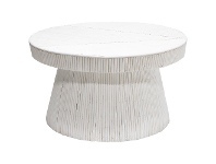 LivingStyles Laminasi Rattan Round Coffee Table, 80cm, White offer