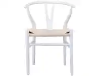 LivingStyles Vernon Commercial Grade Replica Hans Wegner Wishbone Chair, White / Beige offer
