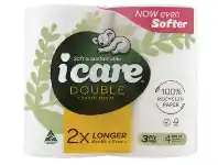 icare Double Length Toilet Tissue 4 Pack