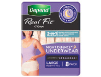 Coles Depend Real Fit for Women Night Defence Underwear Large 8 Pack offer