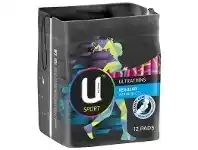 U by Kotex Sport Ultrathins Pads Regular with Wings 12 Pack