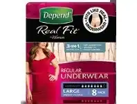Depend Real Fit Regular Underwear for Women Large 8 Pack