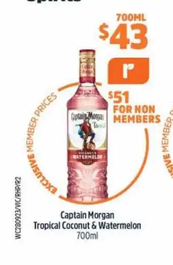 BWS Captain morgan tropical coconut & watermelon offer