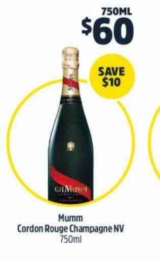 BWS Mumm cordon rouge champagne nv offer