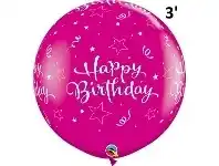 The Party People Shop Balloon - Latex 3' Print Shining Birthday Pink offer