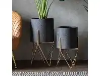 LivingStyles Haston Metal Planter on Stand, Large offer