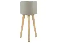 LivingStyles Erridge Concrete & Oak Timber Tall Planter, Large offer