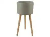 LivingStyles Erridge Concrete & Oak Timber Tall Planter, Medium offer