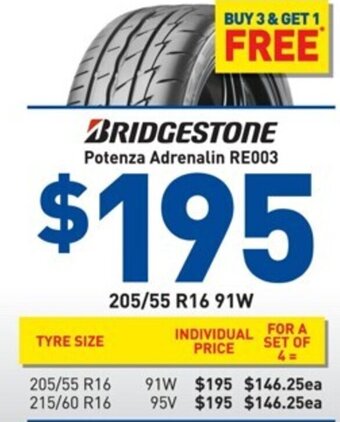 Bob Jane T-Marts Bridgestone Potenza Adrenalin RE003 offer