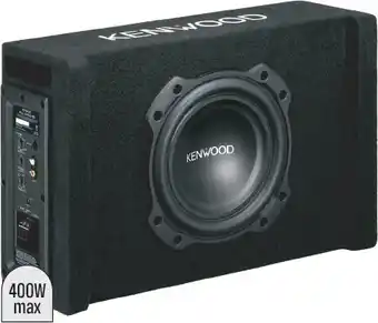 Autobarn Kenwood 8” powered subwoofer in down firing ported enclosure offer