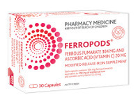 Ferropods Iron & Vitamin C 30 Capsules