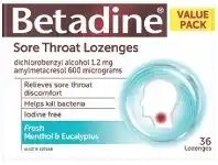 My Chemist Betadine Sore Throat Lozenges Menthol & Eucalyptus 36 Lozenges offer