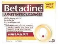 My Chemist Betadine Anaesthetic Lozenges Honey & Lemon 36 Lozenges offer