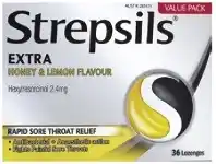 Strepsils Extra Honey & Lemon Flavour 36 Lozenges