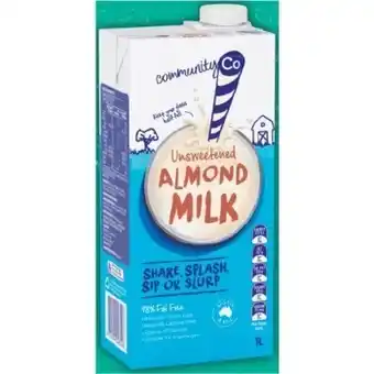 IGA Community co unsweetened almond long life milk 1 litre offer